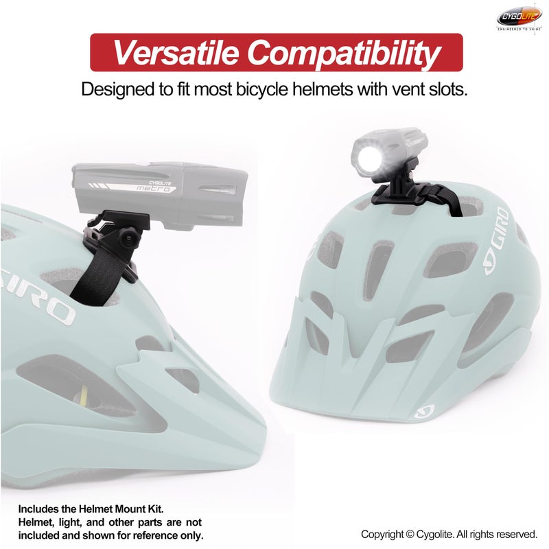 Cygolite Helmet Mount Kit for Ranger, Expilion, Metro, Streak Series Bike Lights, Black, Compact (HLMT-DCV12) - Image 2